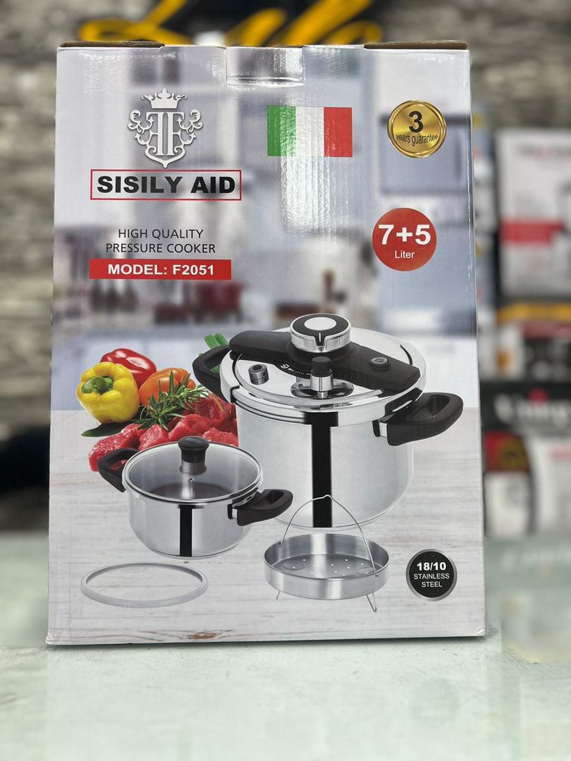 زودپز روگازی استیل دوقلو سیسیلی آید 7+5 لیتر کلیپسی مدلF2051