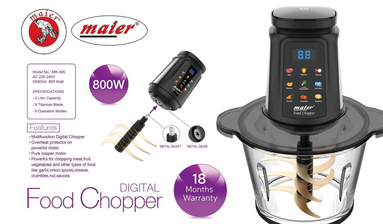 خردکن 3 لیتر دیجیتال مایر مدل 495