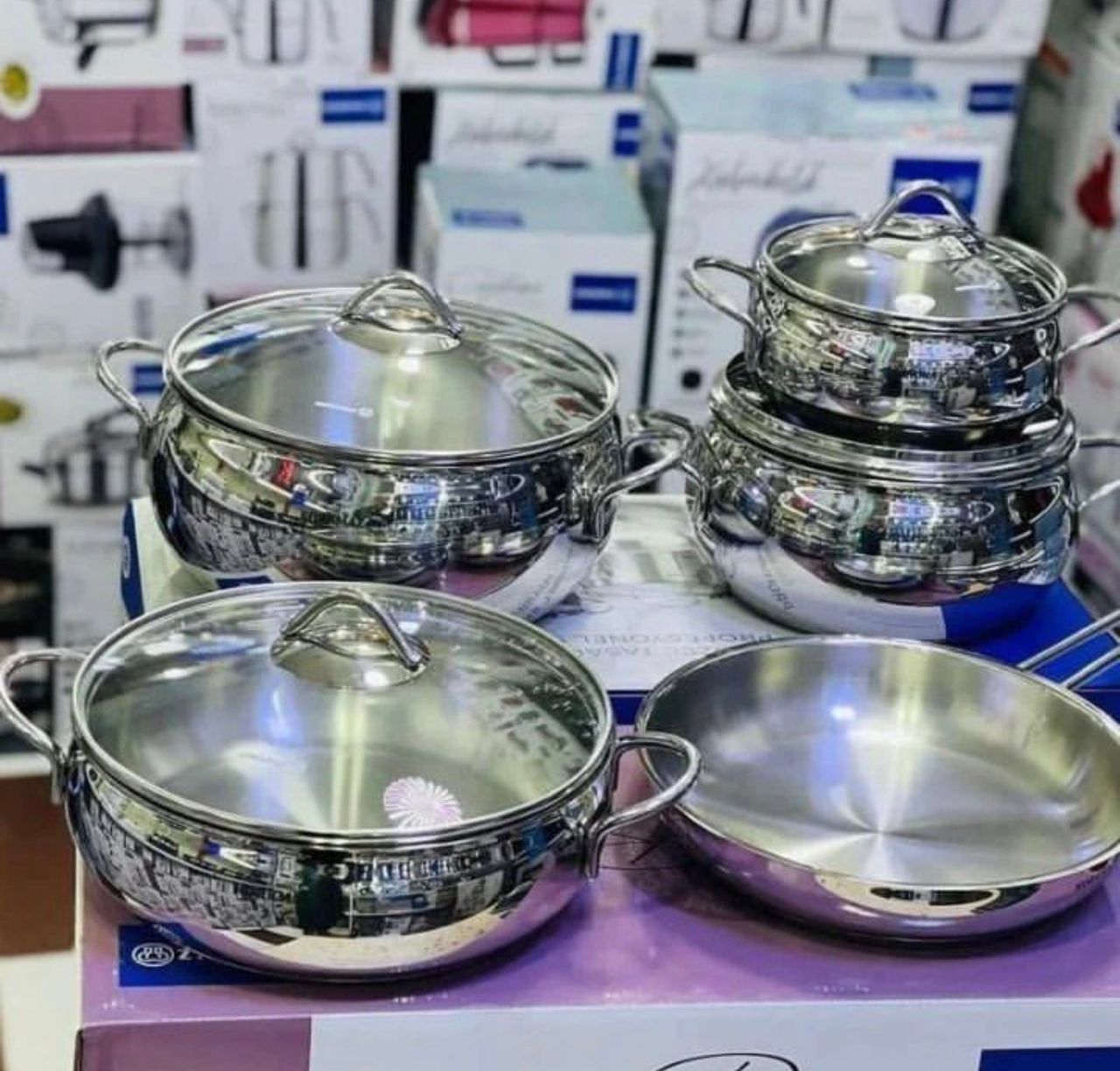 سرویس قابلمه استیل کرکماز 9 پارچه کف چدن