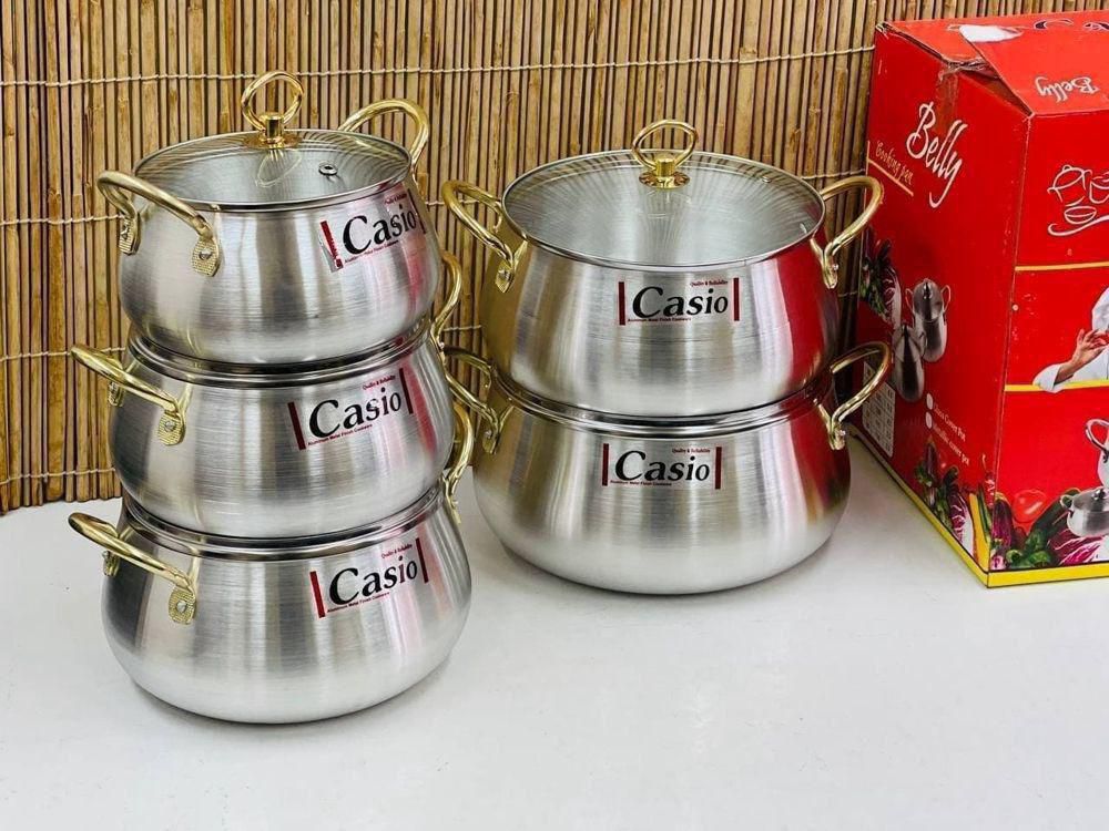 سرویس قابلمه 10 پارچه کاسیو دسته طلایی درب پیرکس