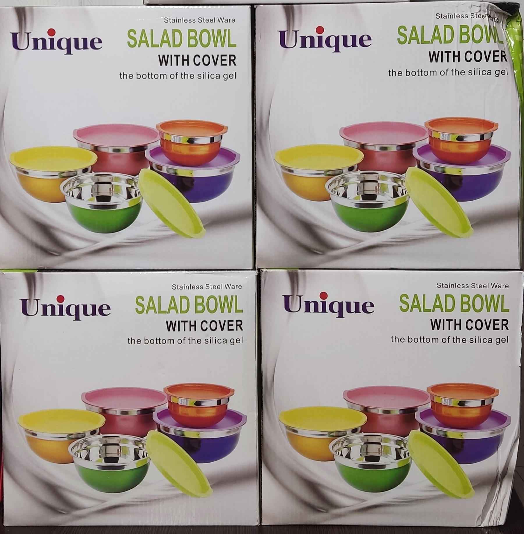 سری لگن پنج تکه استیل درب دار رنگی Unique یونیک