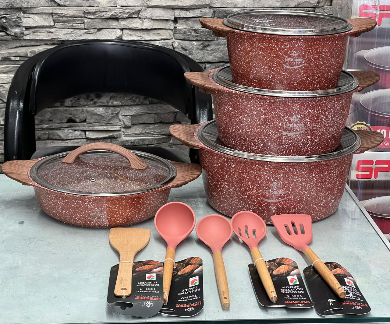 سرویس قابلمه چدن گرانیت لایف اسمایل 13 پارچه