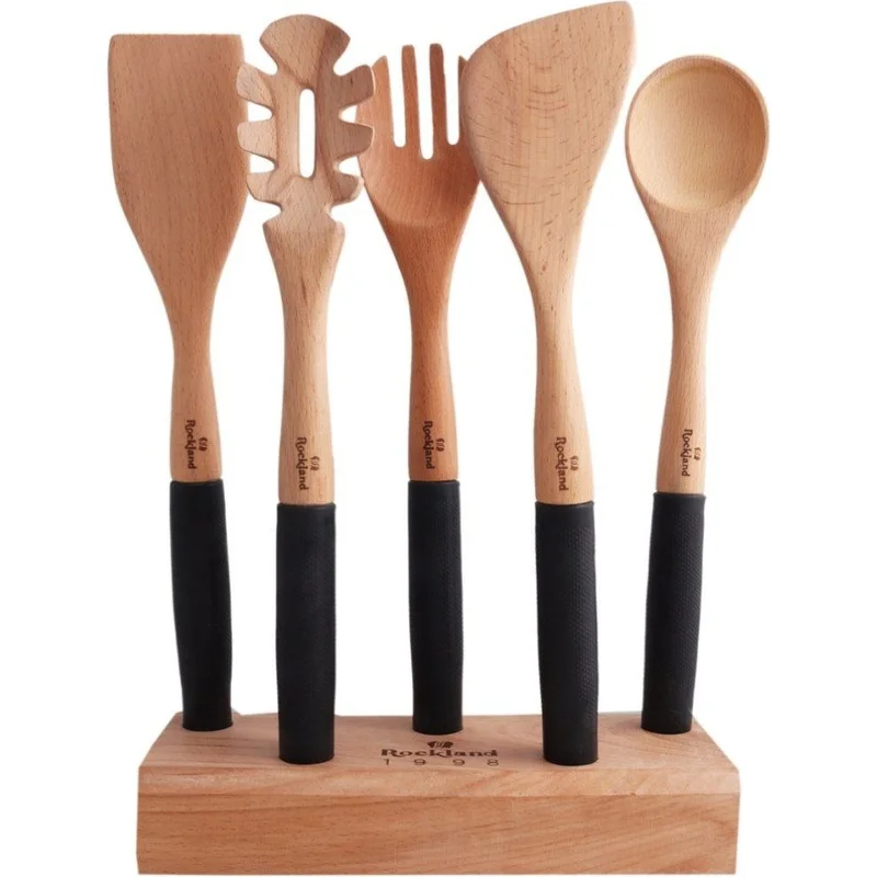 سرویس کفگیر ملاقه چوبی راکلند 6 پارچه پایه چوبی